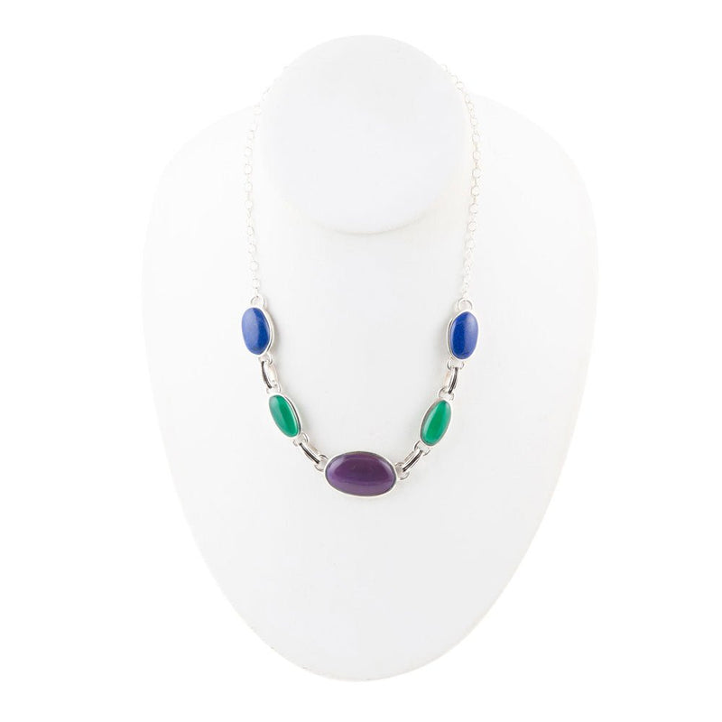 Peacock Purple Agate Multistone Necklace