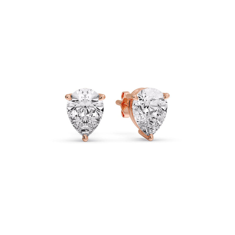Three-Prong Pear Diamond Solitaire Stud Earrings (1.00ct - 10.00ct)