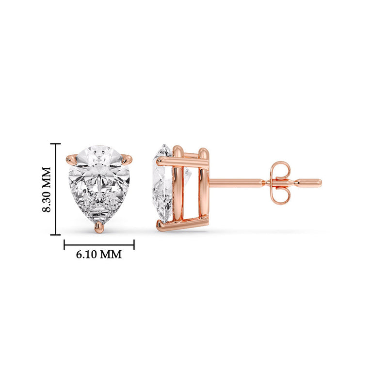Three-Prong Pear Diamond Solitaire Stud Earrings (1.00ct - 10.00ct)