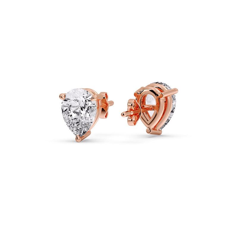Three-Prong Pear Diamond Solitaire Stud Earrings (1.00ct - 10.00ct)