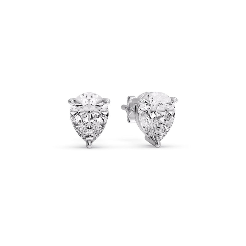 Three-Prong Pear Diamond Solitaire Stud Earrings (1.00ct - 10.00ct)