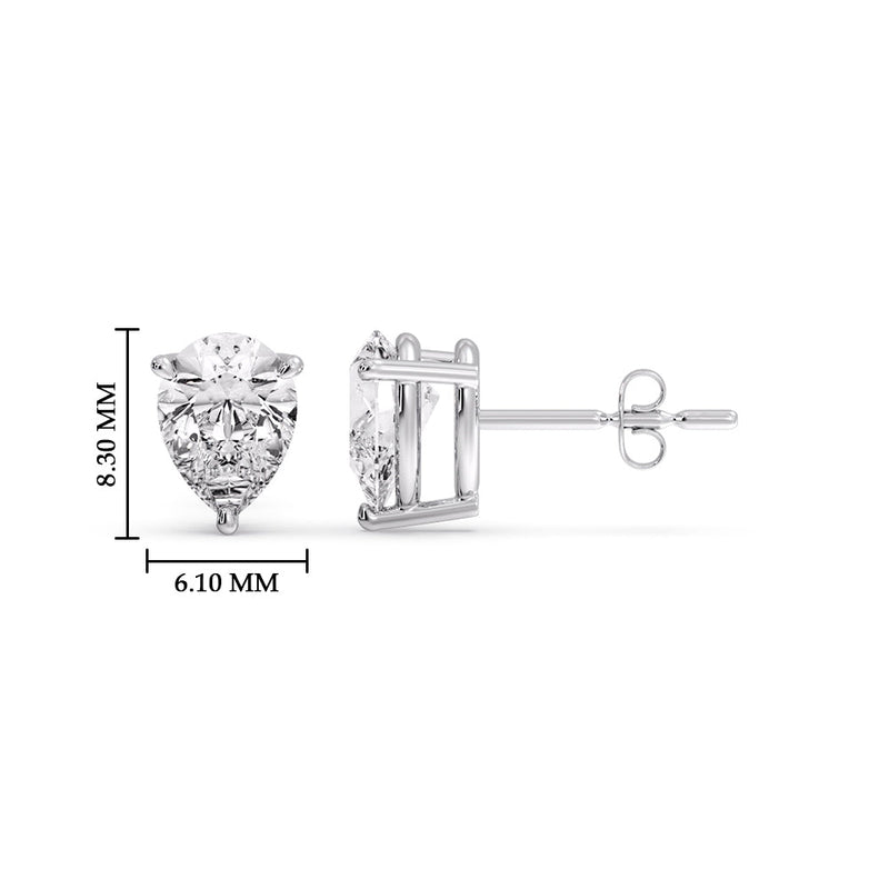 Three-Prong Pear Diamond Solitaire Stud Earrings (1.00ct - 10.00ct)