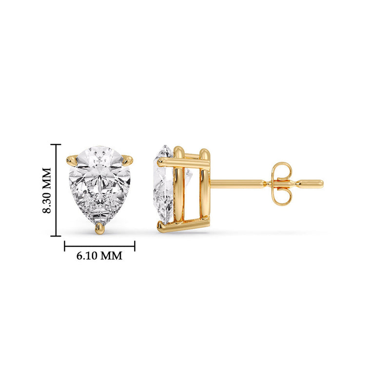 Three-Prong Pear Diamond Solitaire Stud Earrings (1.00ct - 10.00ct)