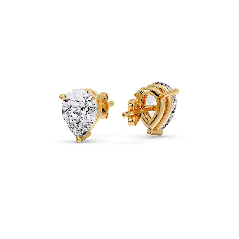Three-Prong Pear Diamond Solitaire Stud Earrings (1.00ct - 10.00ct)