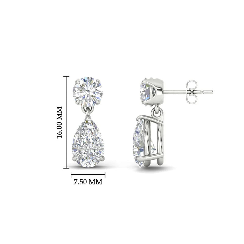 Round And Pear Drop Stud Earrings