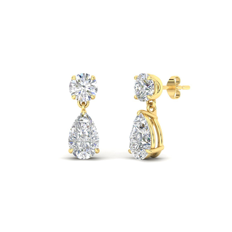 Round And Pear Drop Stud Earrings