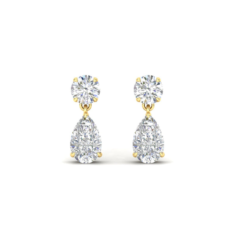 Round And Pear Drop Stud Earrings
