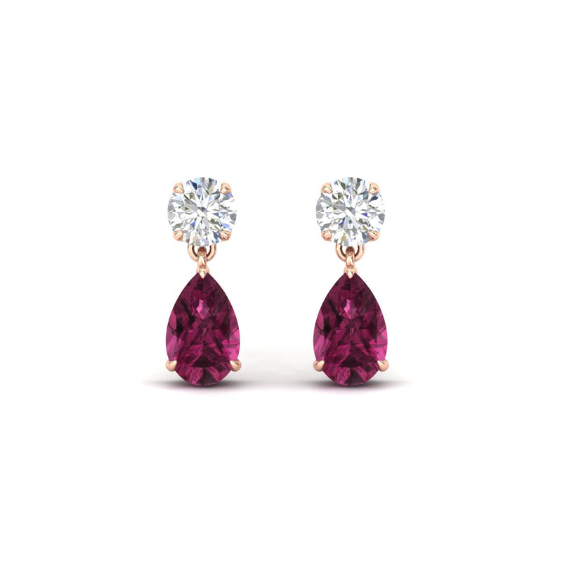 Round And Pear Drop Stud Earrings