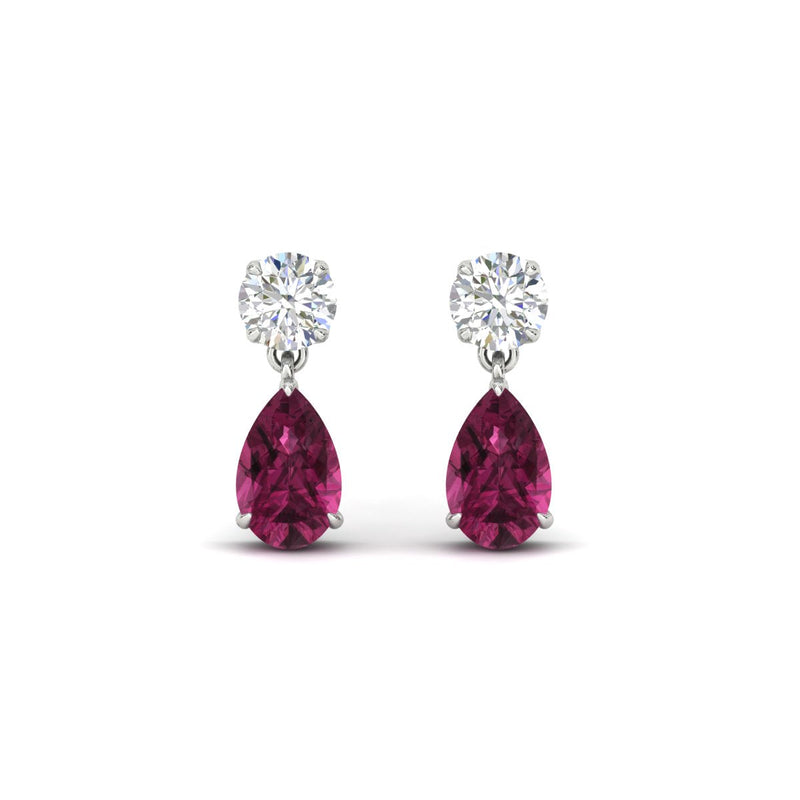 Round And Pear Drop Stud Earrings
