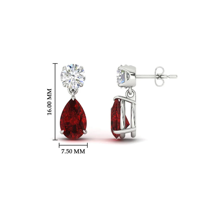 Round And Pear Drop Stud Earrings