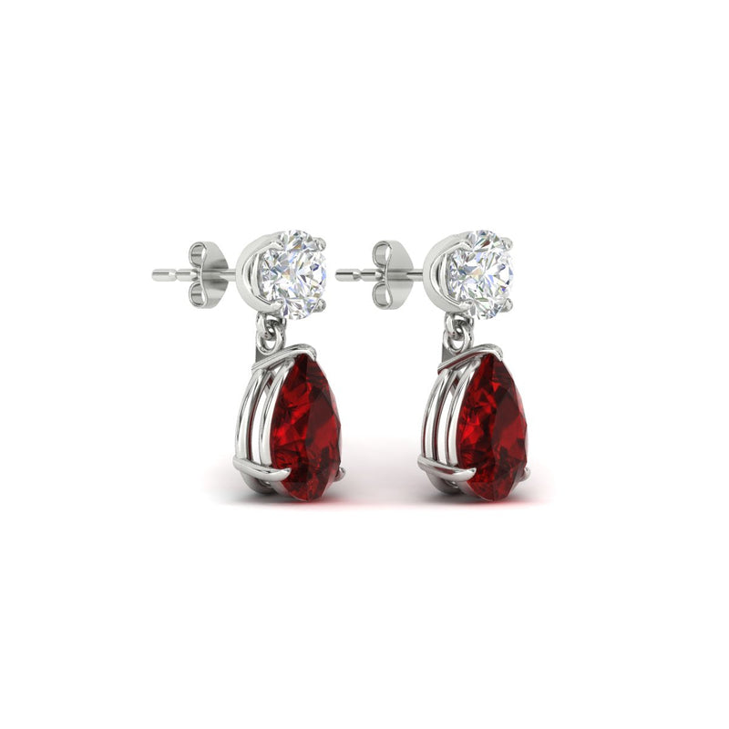 Round And Pear Drop Stud Earrings