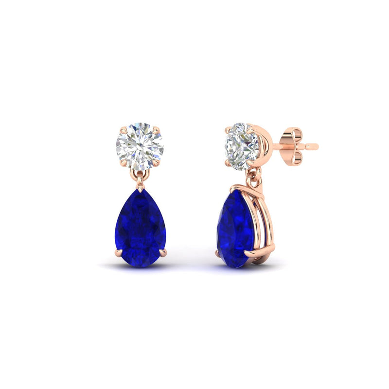Round And Pear Drop Stud Earrings