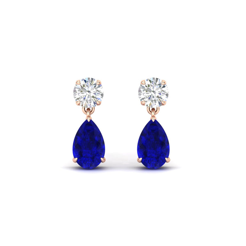 Round And Pear Drop Stud Earrings