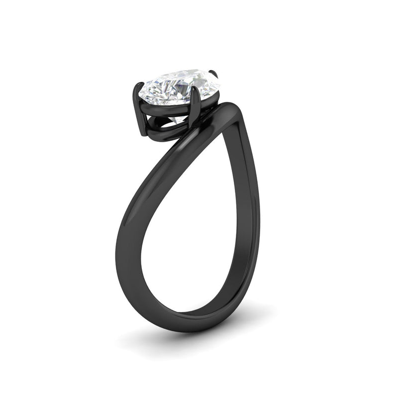 Curve Wave Pear Shaped Solitaire Diamond Ring