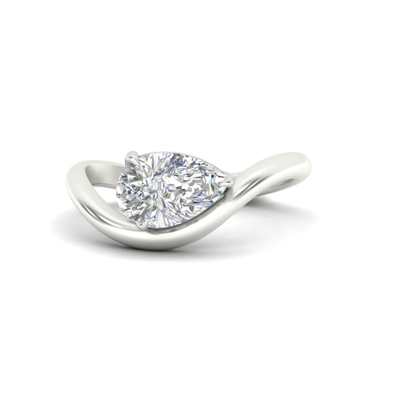 Curve Wave Pear Shaped Solitaire Diamond Ring