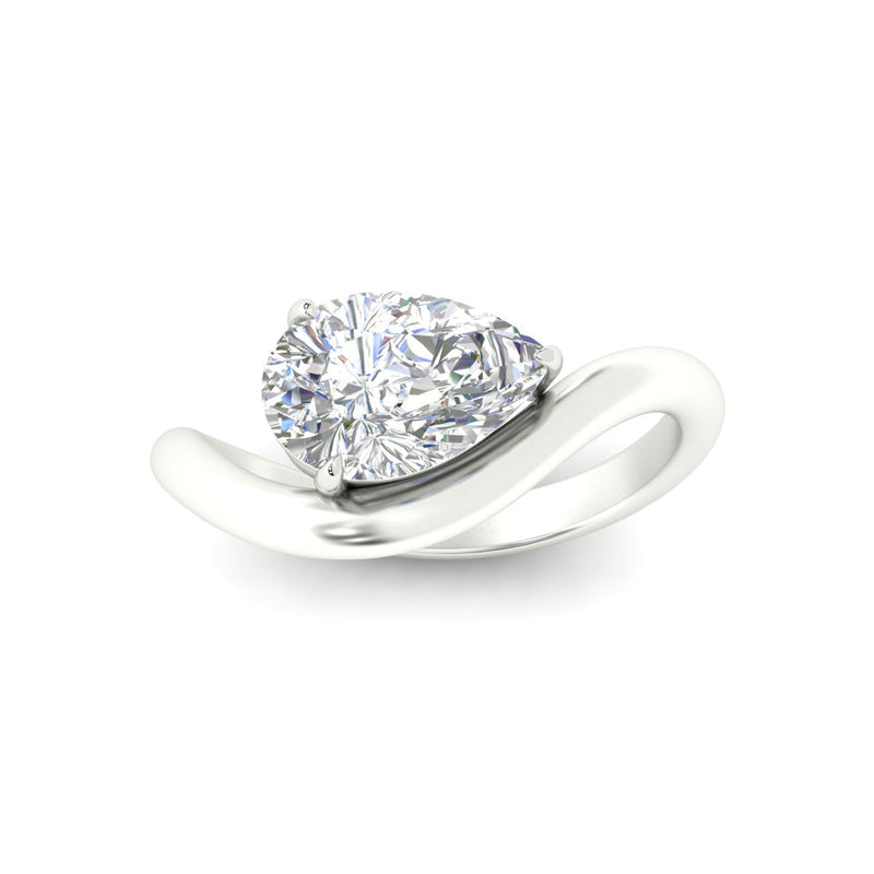 Curve Wave Pear Shaped Solitaire Diamond Ring