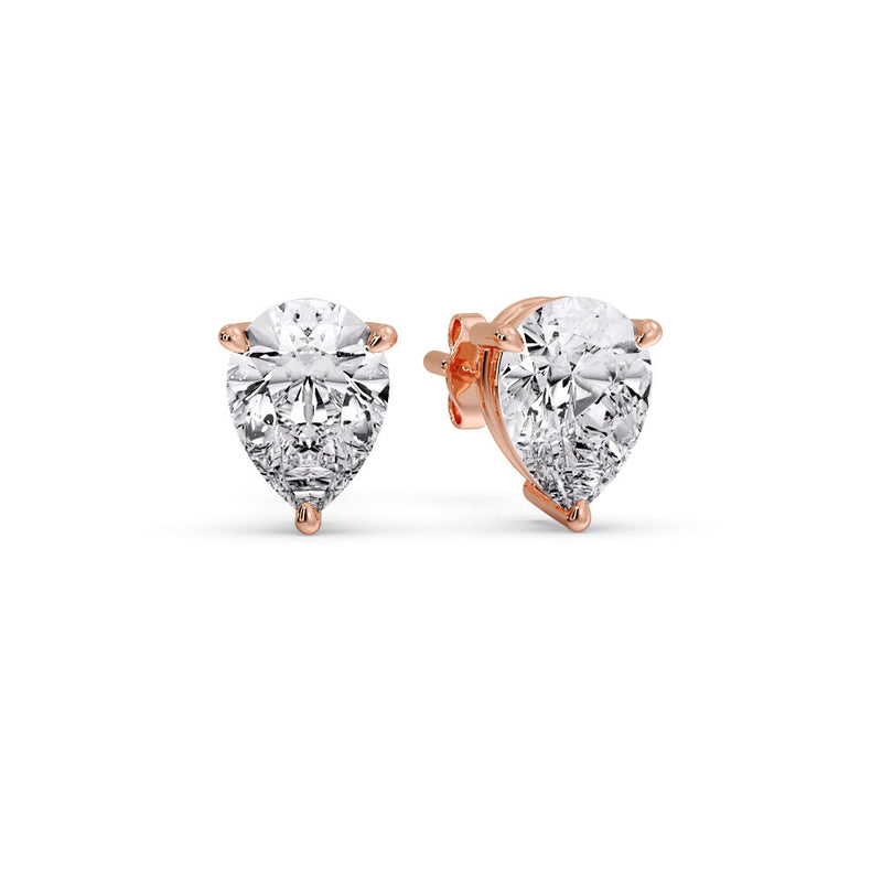 Three-Prong Pear Diamond Solitaire Stud Earrings (1.00ct - 10.00ct)