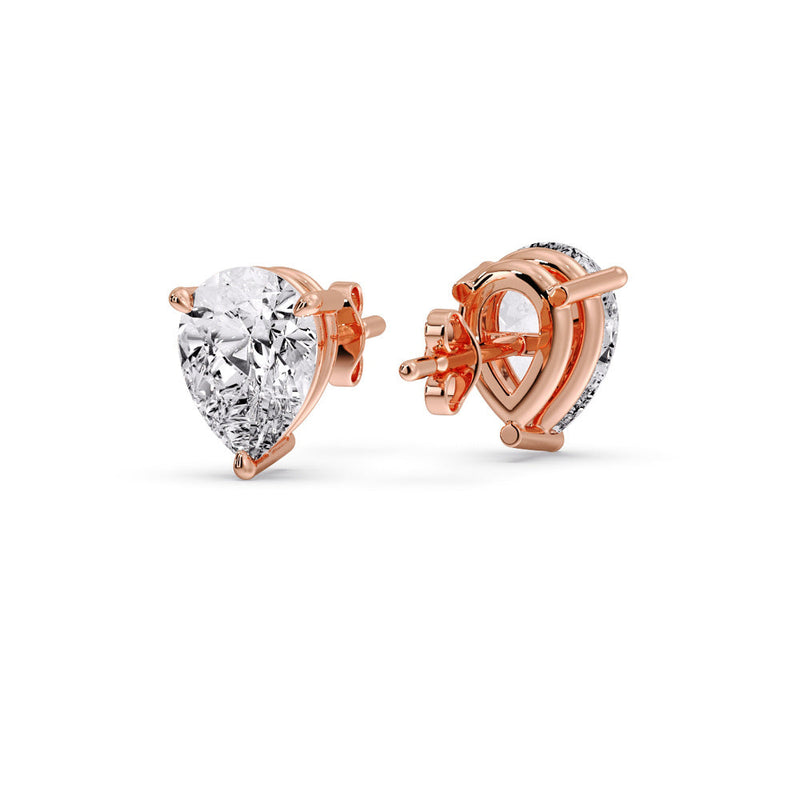 Three-Prong Pear Diamond Solitaire Stud Earrings (1.00ct - 10.00ct)