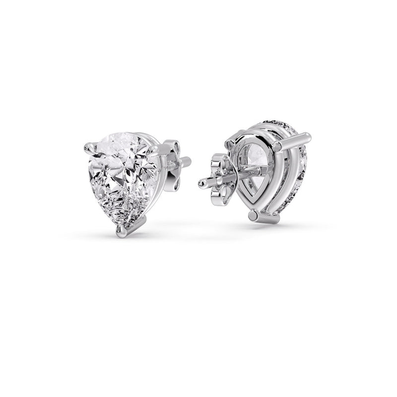 Three-Prong Pear Diamond Solitaire Stud Earrings (1.00ct - 10.00ct)