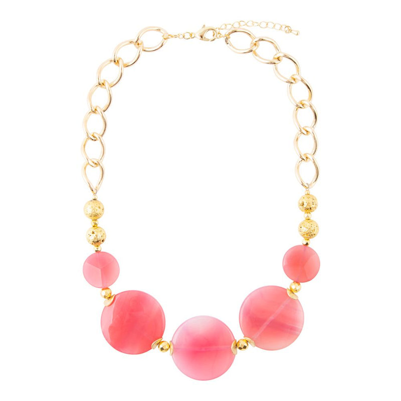 Peony Fuchsia Pink Agate Statement Necklace