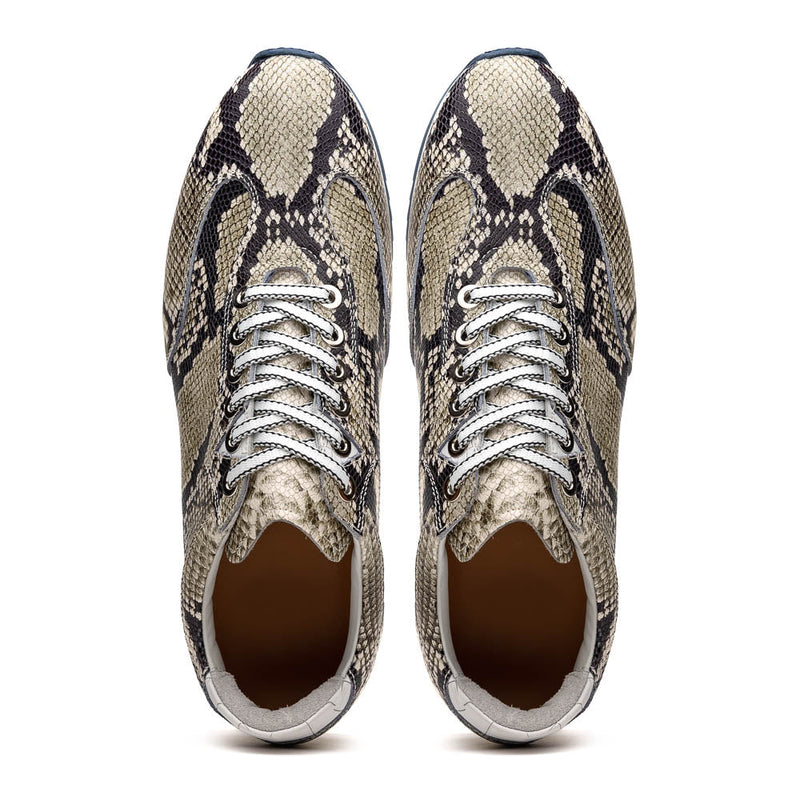 65-215-WHT PERI Python Embossed Italian Calfskin Sneakers Black / White