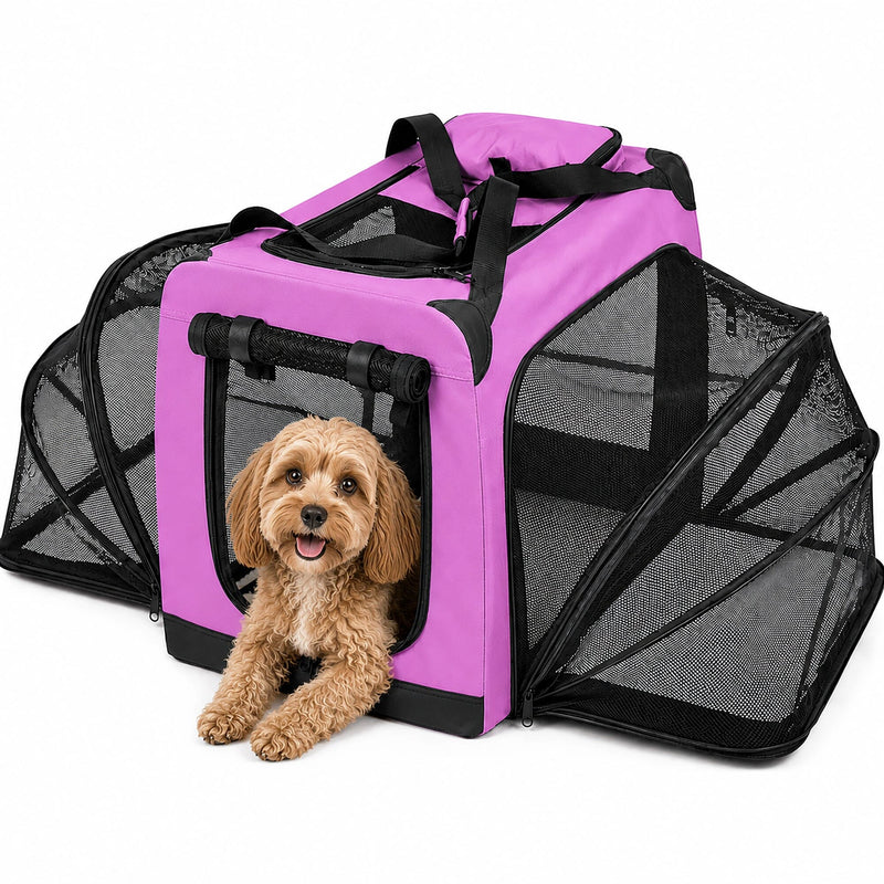 Pet Life ®  'Hounda Accordion' Metal Framed Soft-Folding Collapsible Dual-Sided Expandable Pet Dog Crate