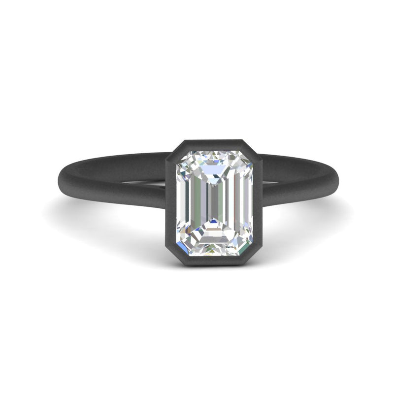 Emerald Cut Petite Bezel Solitaire Engagement Ring