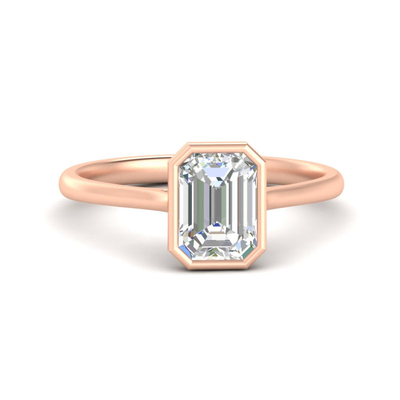 Emerald Cut Petite Bezel Solitaire Engagement Ring