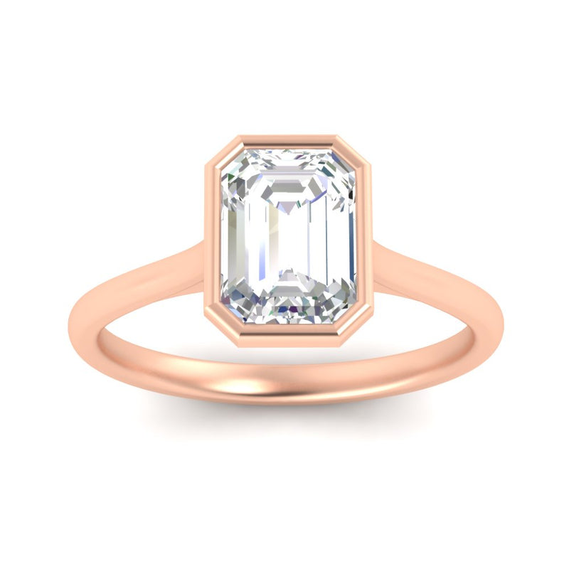 Emerald Cut Petite Bezel Solitaire Engagement Ring