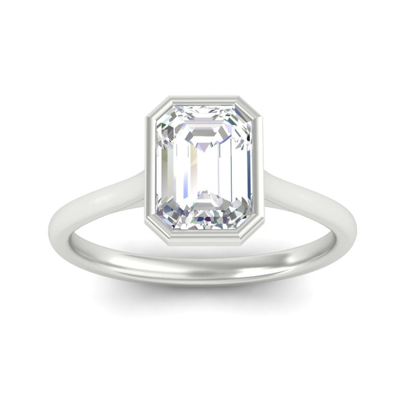 Emerald Cut Petite Bezel Solitaire Engagement Ring