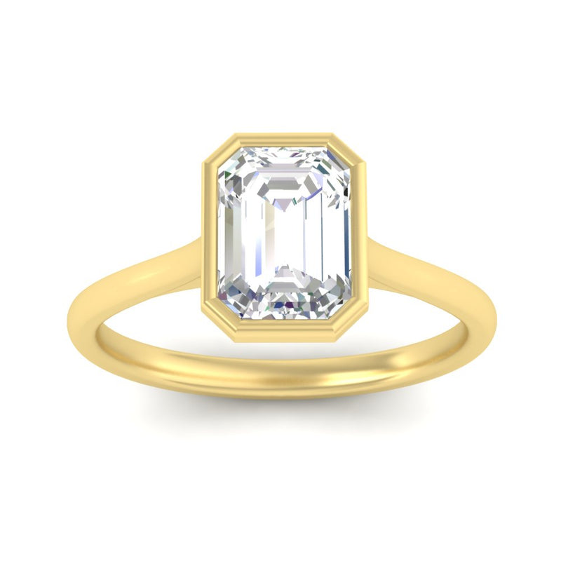 Emerald Cut Petite Bezel Solitaire Engagement Ring