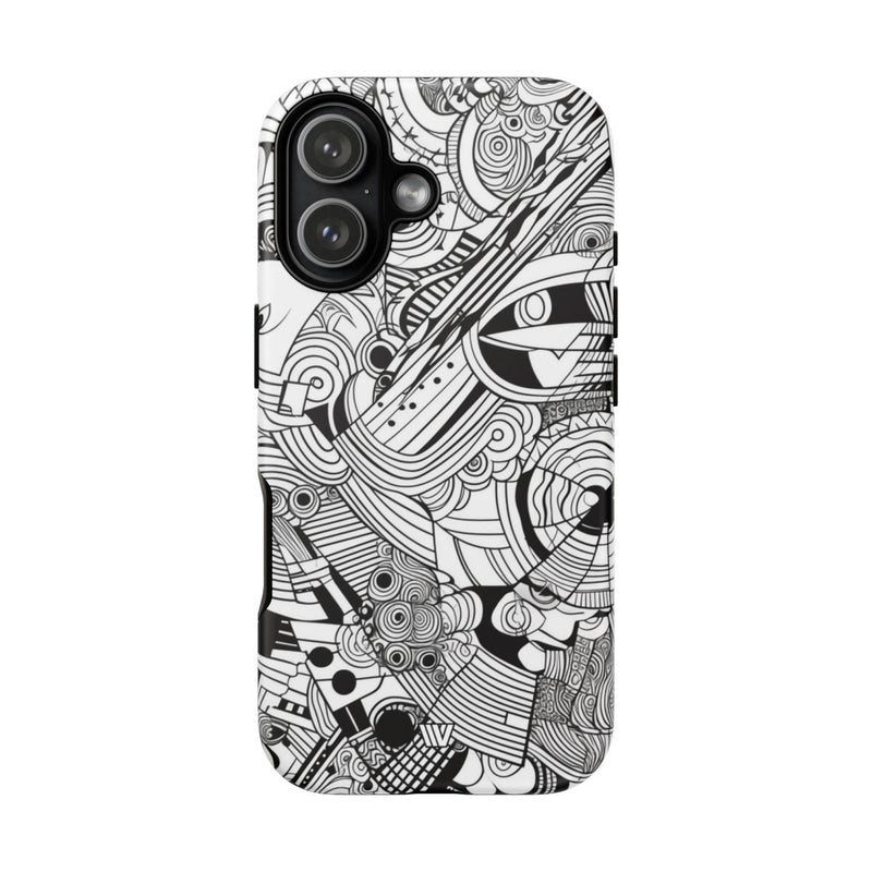 B&W ABSTRACT DOODLE | Tough Phone Case