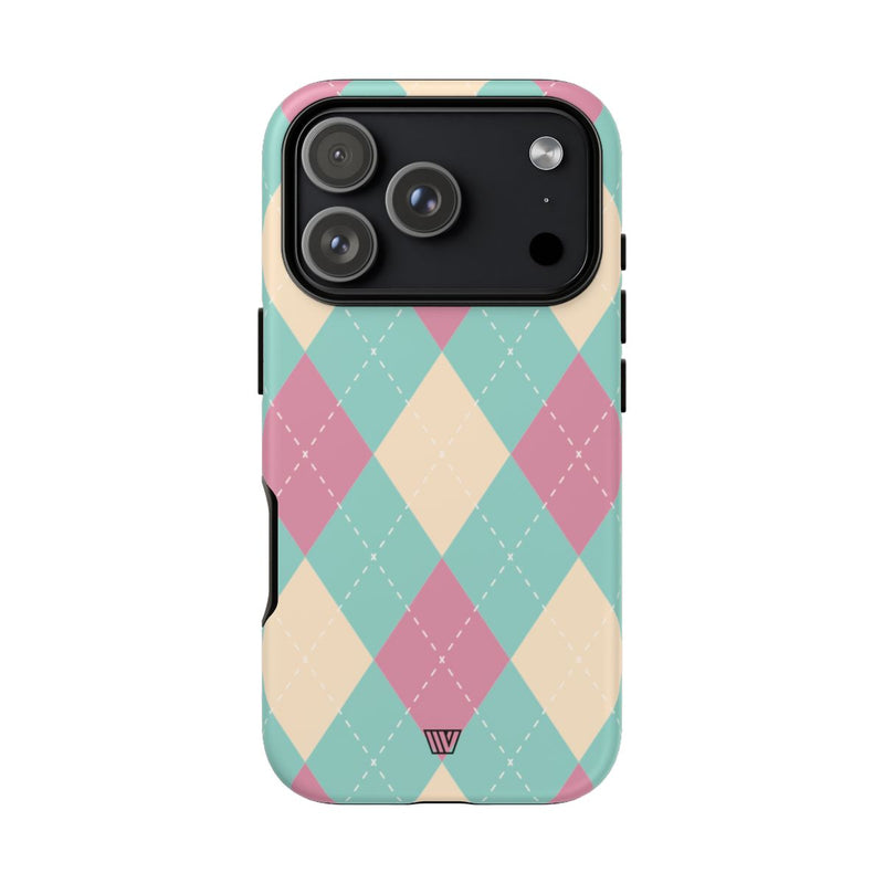 BLUE PINK BEIGE ARGYLE | Tough Phone Case