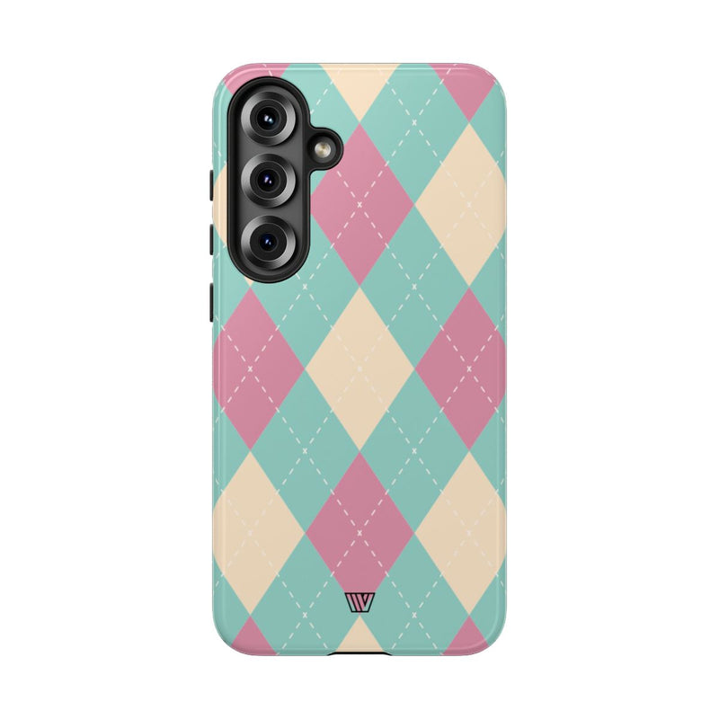 BLUE PINK BEIGE ARGYLE | Tough Phone Case