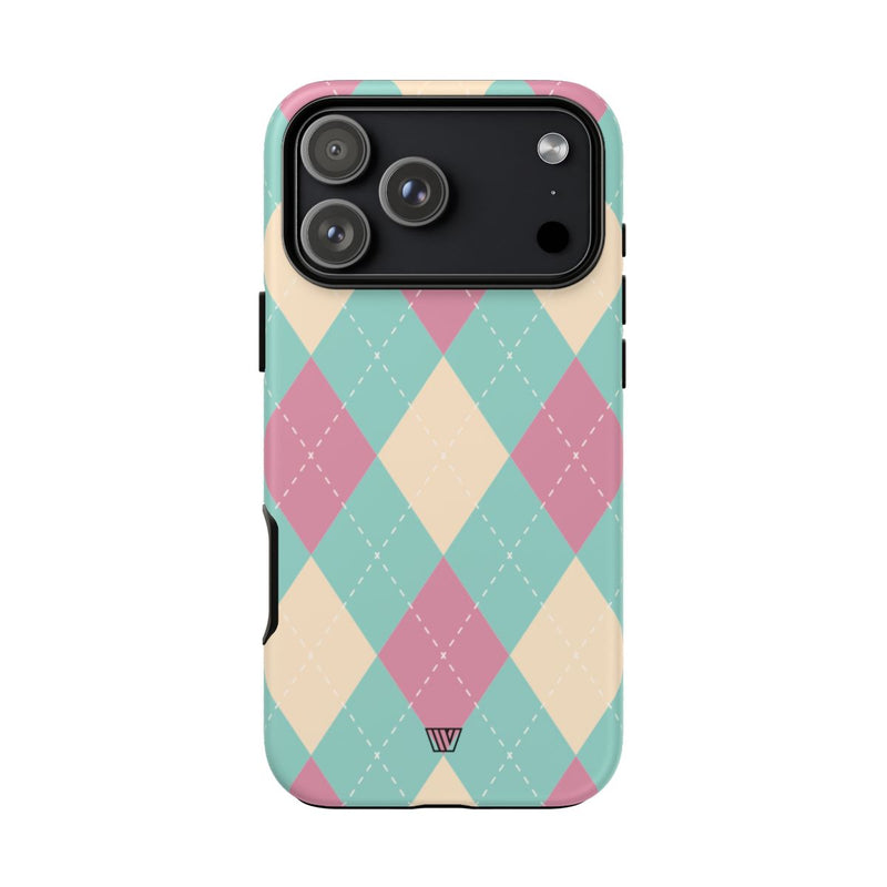 BLUE PINK BEIGE ARGYLE | Tough Phone Case