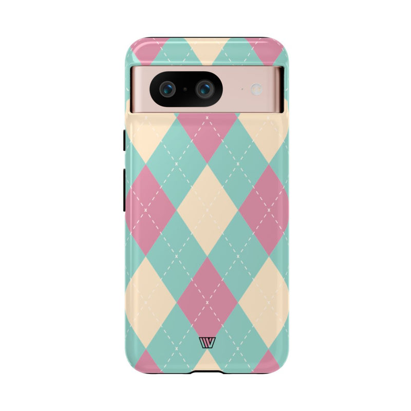 BLUE PINK BEIGE ARGYLE | Tough Phone Case