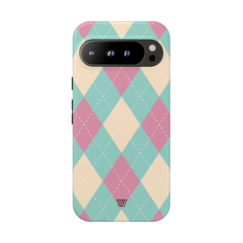 BLUE PINK BEIGE ARGYLE | Tough Phone Case