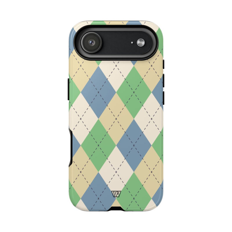 GREEN BLUE BEIGE ARGYLE | Tough Phone Case