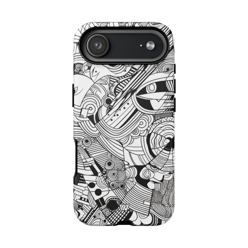 B&W ABSTRACT DOODLE | Tough Phone Case