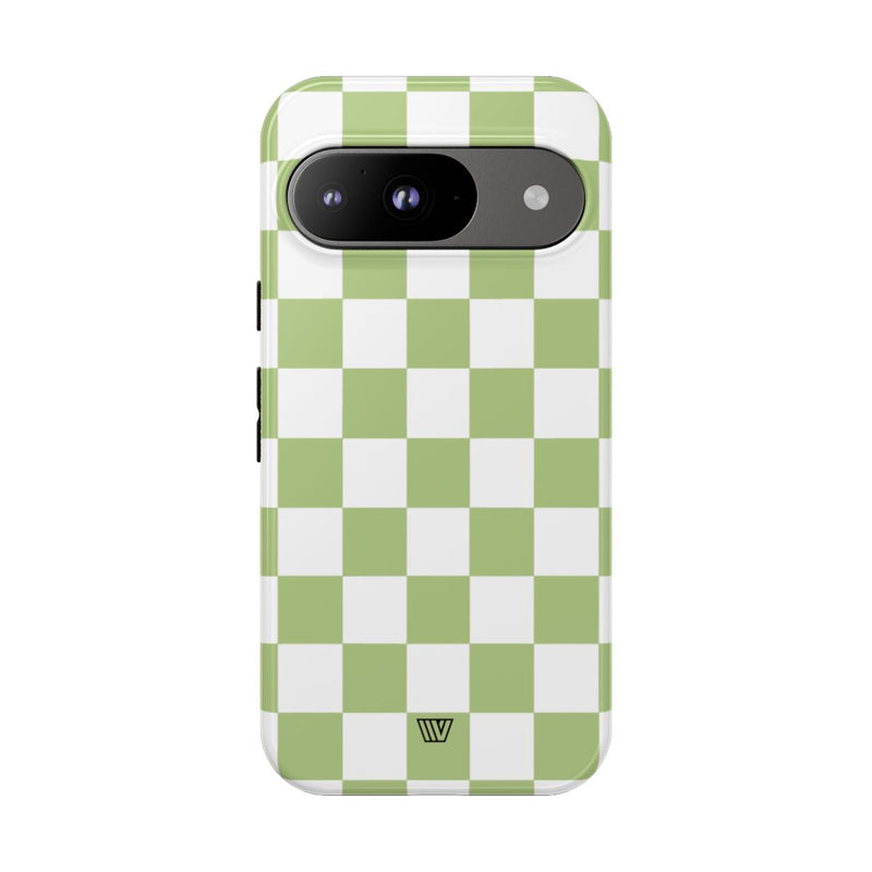 PALE OLIVE WHITE CHECKERBOARD | Tough Phone Case