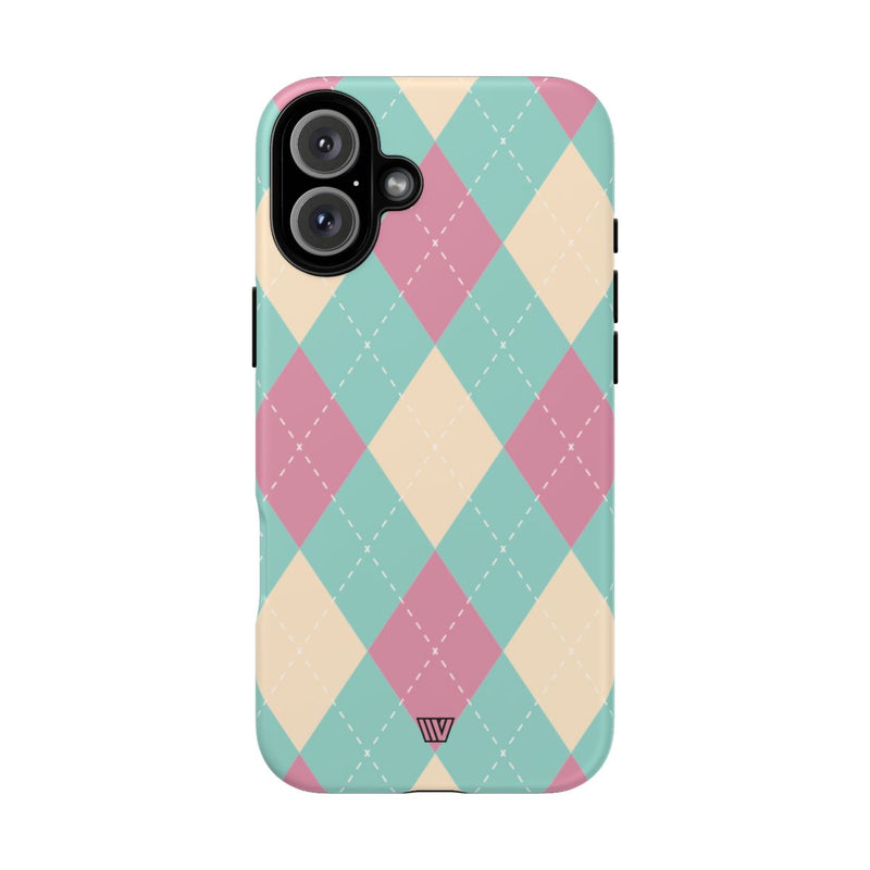 BLUE PINK BEIGE ARGYLE | Tough Phone Case