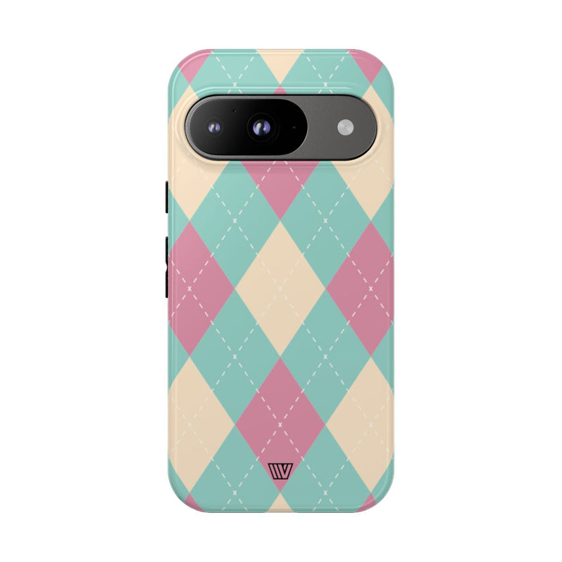 BLUE PINK BEIGE ARGYLE | Tough Phone Case