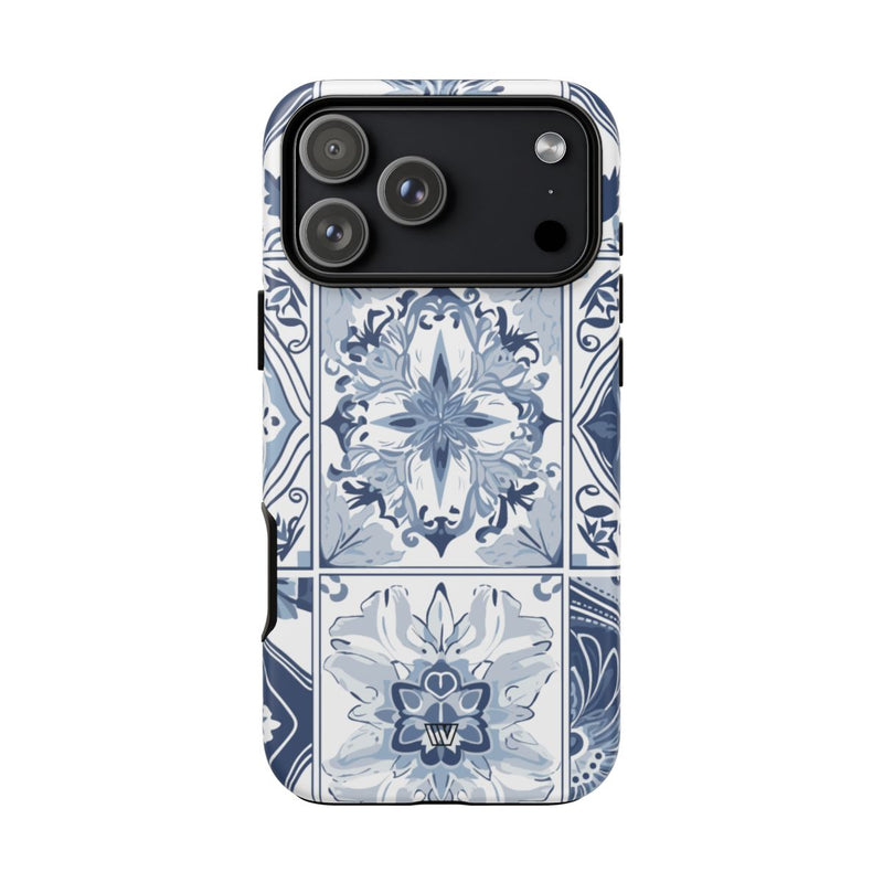 BLUE WHITE TILE | Tough Phone Case