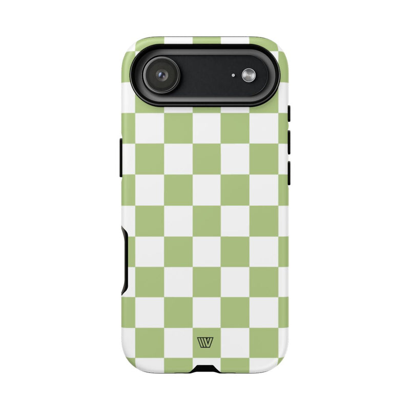 PALE OLIVE WHITE CHECKERBOARD | Tough Phone Case