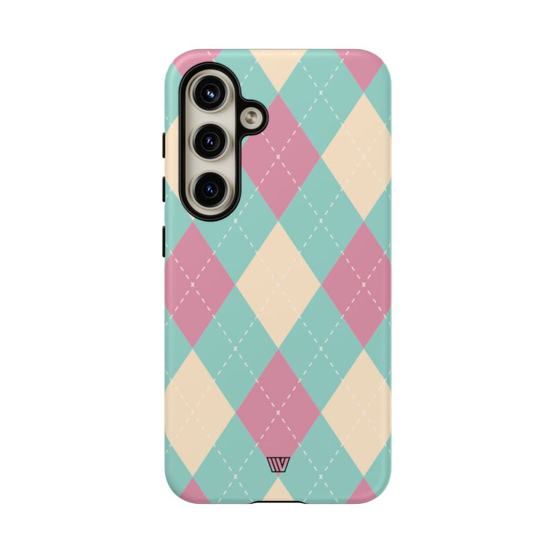 BLUE PINK BEIGE ARGYLE | Tough Phone Case