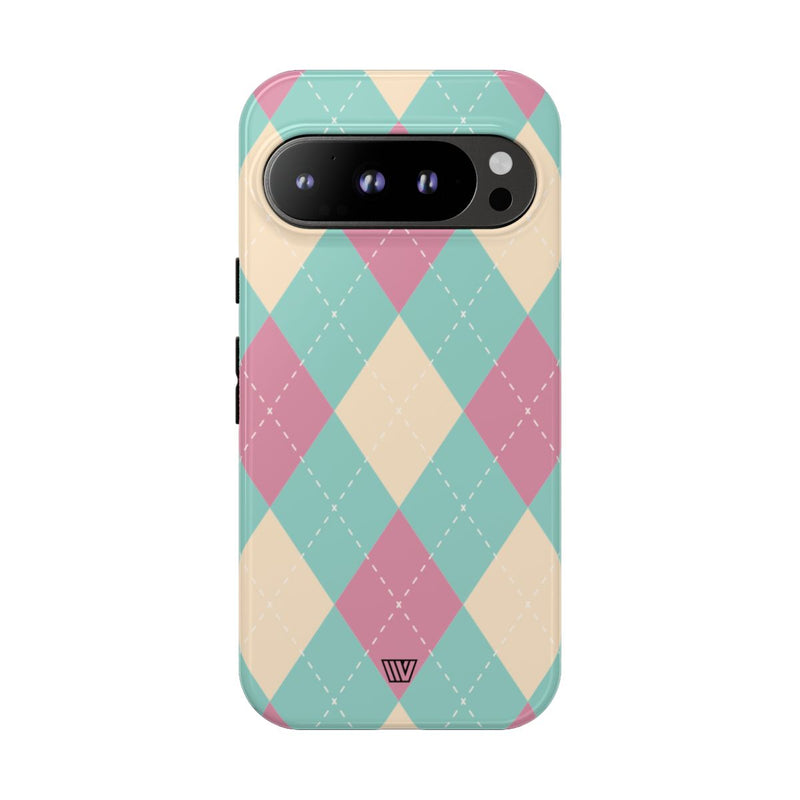 BLUE PINK BEIGE ARGYLE | Tough Phone Case