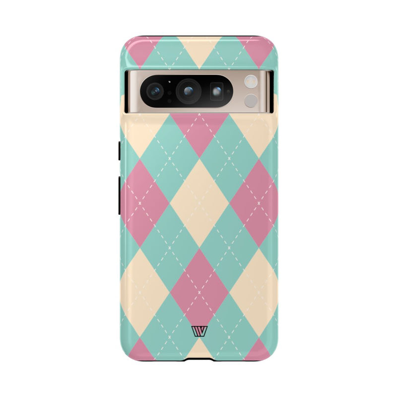 BLUE PINK BEIGE ARGYLE | Tough Phone Case