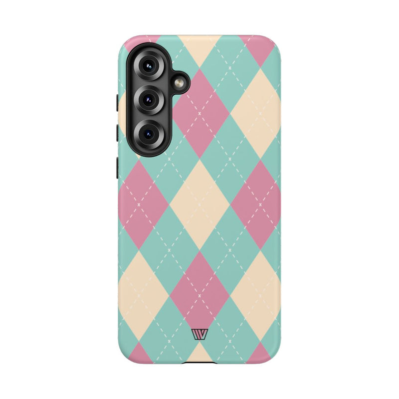BLUE PINK BEIGE ARGYLE | Tough Phone Case