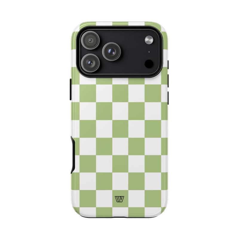 PALE OLIVE WHITE CHECKERBOARD | Tough Phone Case