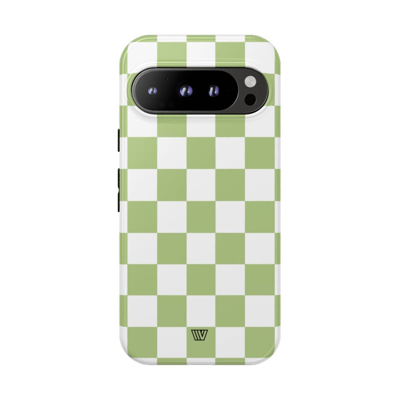 PALE OLIVE WHITE CHECKERBOARD | Tough Phone Case